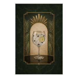 Pôster Cartaz Art Déco de Gin & Tonic | Arte de Bar