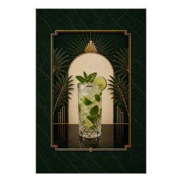 Pôster Cartaz Art Déco de Mojito | Arte de Bar