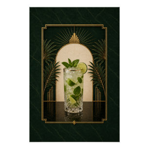 Pôster Cartaz Art Déco de Mojito   Arte de Bar