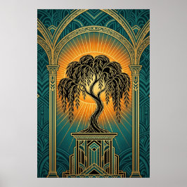 Poster Cartaz Art Déco Elegante da Salgueiro-Chorão em Do