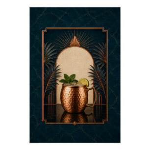 Pôster Cartaz Art Déco Moscow Mule Arte para Bar