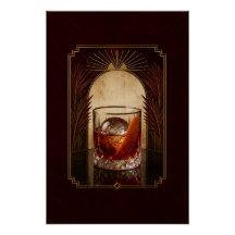 Cartaz Art Déco Negroni | Casa Hom Preto Dourado I