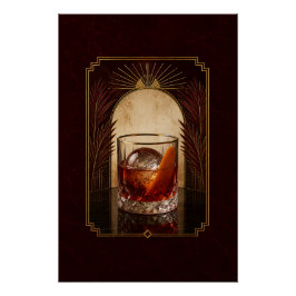 Pôster Cartaz Art Déco Negroni | Casa Hom Preto Dourado I