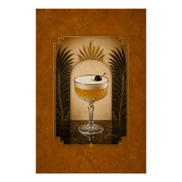 Pôster Cartaz Art Déco Whiskey Sour | Arte para Bar