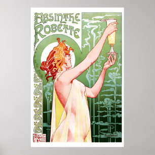 Poster Cartaz Art Nouveau Vintage Absinthe Robette Bebida
