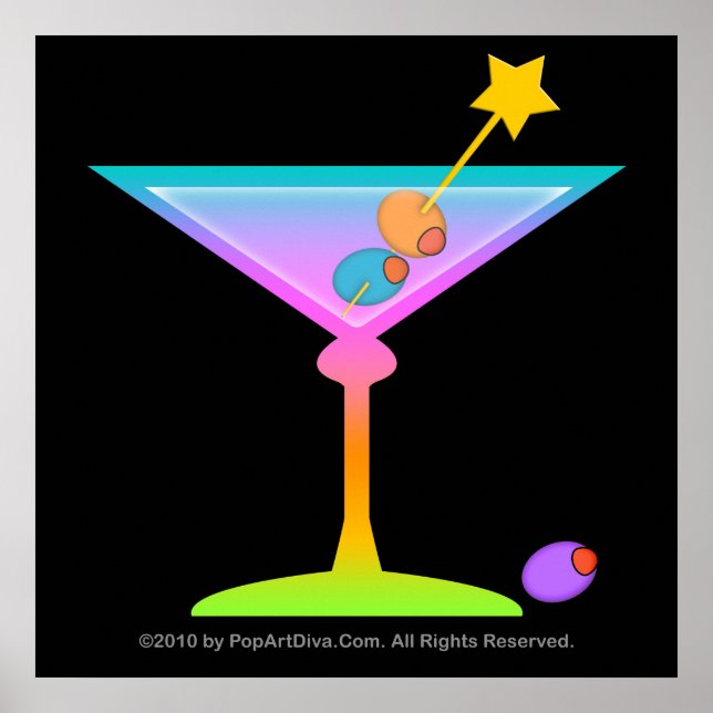 Pôster Cartaz, Arte - Rainbow Martini (Frente)