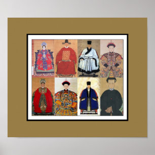 Poster Cartaz Arte Vintage Colagem de Nobreza Chinesa