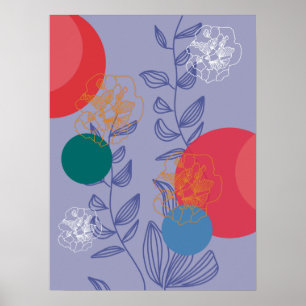Poster Cartaz artístico abstrato floral moderno e elegant