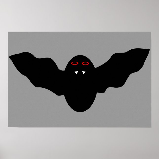 Poster Cartaz Assustador de Morcego Vampiro de Halloween (Frente)