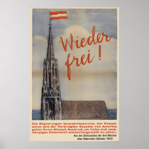 Poster Cartaz Austríaco de 1945 Livre novamente! Independ