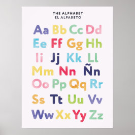 Poster Cartaz Bilíngue do Alfabeto Espanhol para Crianças