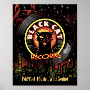 Poster Cartaz Black Cat Records – Vinil de Clube de Jazz