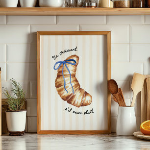 Poster Cartaz Blue Coquette Um Croissant, Por Favor