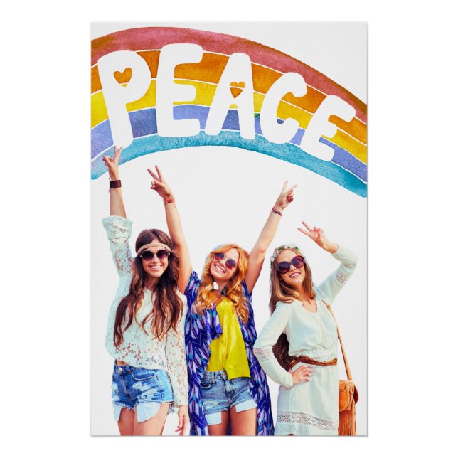 Pôster Cartaz Boho Paz Arco-íris (Frente)