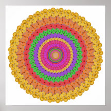 Cartaz Bola Mandala laranja amarelo verde