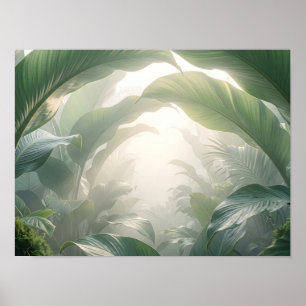 Poster Cartaz Botânico de Folhas Tropicais Ensolaradas