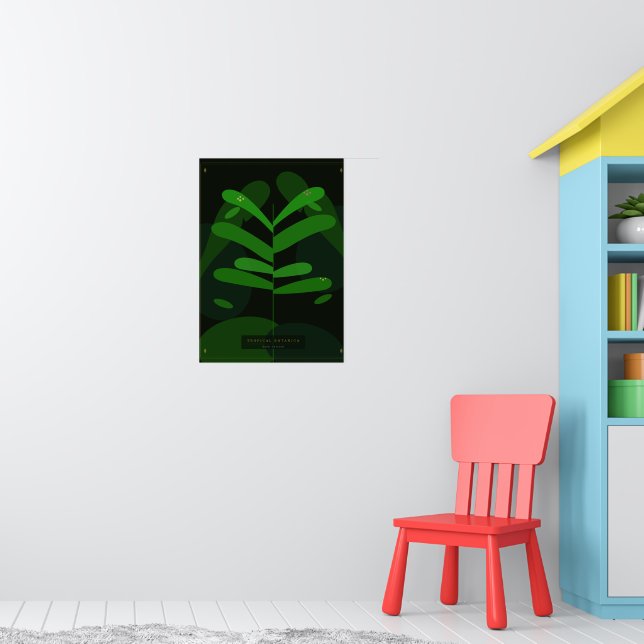 Poster Cartaz Botânico Tropical Escuro | Folhas Verdes Ou (Berçário 1)