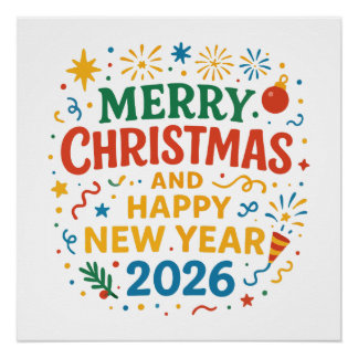 Pôster Cartaz Brilhante de Natal Feliz