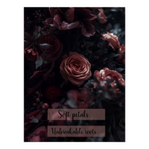 Pôster Cartaz brilhante floral cor-de-rosa escuro Inspira