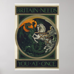 Poster Cartaz Britain Needs You At Once
