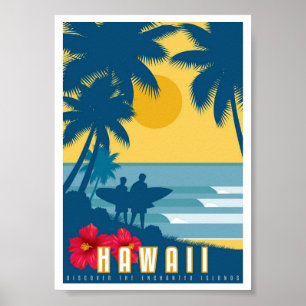 Poster Cartaz - Cartaz de Viagem Art Deco Hawaii