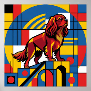 Poster Cartaz Cavalier King Charles Spaniel De Stijl Mo