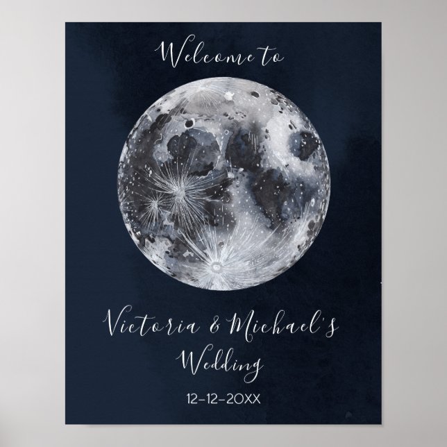 Poster cartaz celestial de lua cheia e estrelas (Frente)