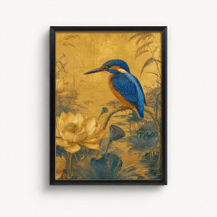 Poster Cartaz Chinoiserie do Kingfisher Lotus