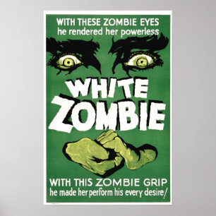 Pôster Cartaz cinematográfico branco do zombi