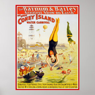 Pôster Cartaz Circo Barnum & Bailey Água Coney Island