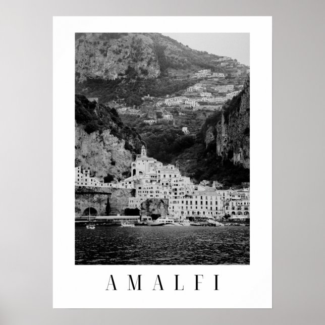 Poster Cartaz clássico em preto e branco de Amalfi (Frente)