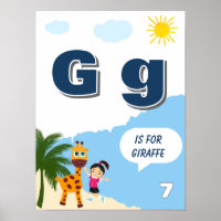Cartaz Colorido de Aprendizado do Alfabeto Letra G