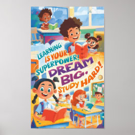 Poster Cartaz Colorido de Aprendizado para Crianças