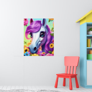 Poster Cartaz Colorido de Pônei para Parede Infantil