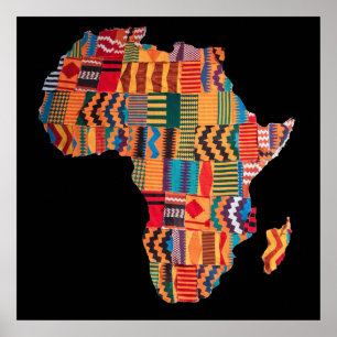 Poster Cartaz Colorido do Mapa Africano
