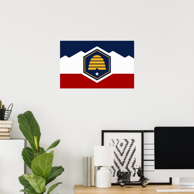 Poster Cartaz com Bandeira de Utah, EUA (Escritório em casa)