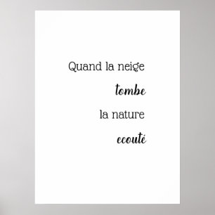 Poster Cartaz com citação sobre neve em francês