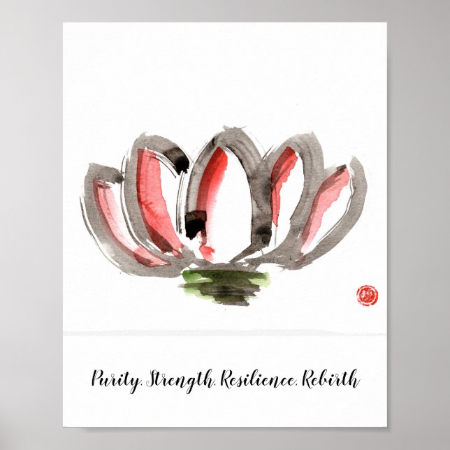 Poster Cartaz com uma flor de lótus estilizada (Frente)