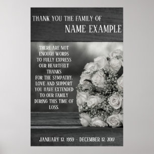 Poster Cartaz comemorativo Um buquê de rosas brancas mono