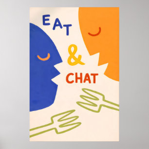 Poster Cartaz Comer e Conversar, Parede de Cozinha Abstra