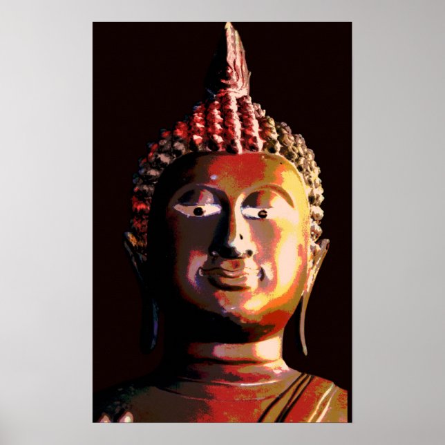 Poster cartaz cor bronze de Buda (Frente)