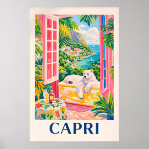Poster Cartaz Costeiro de Capri, Viagem pela Riviera Ital