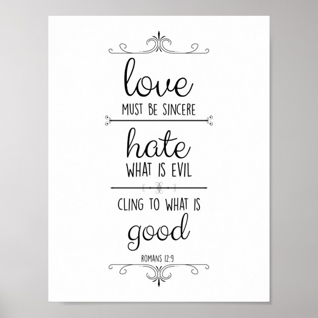 Poster cartaz cristão romanos 12:9 o amor deve ser sincer (Frente)