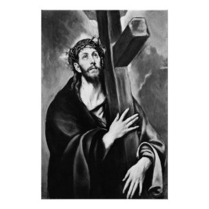 Pôster Cartaz Cristo Carregando a Cruz (Preto e Branco)