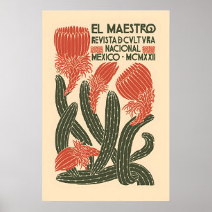 Poster Cartaz Cultural Mexicano El Maestro 1922 Vintage