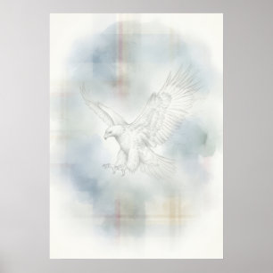 Poster Cartaz da Águia Tartã Pastel Vida Selvagem Escoces