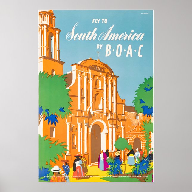 Poster Cartaz da América do Sul BOAC Arte de Viagem Améri (Frente)