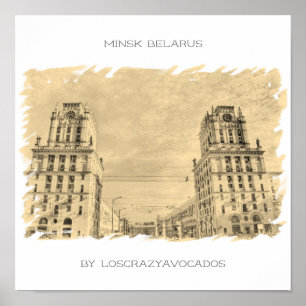 Poster Cartaz da Arquitetura da Cidade de Minsk na Bielor