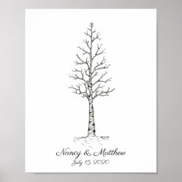 Poster Cartaz da Árvore da Pegada de Aspen Casamento