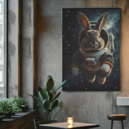 Poster Cartaz da Astronauta Bunny Espaço Infantil 